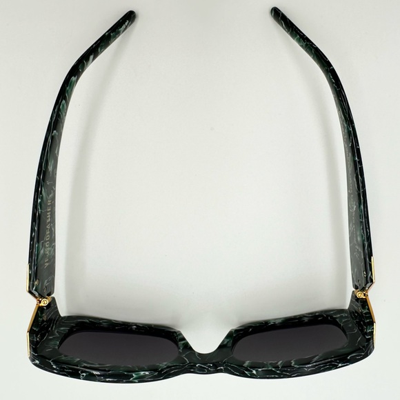 VINTAGE FRAMES COMPANY Vf Godfather Rectangle Sunglasses - Black/Green Marble - Picture 8 of 14